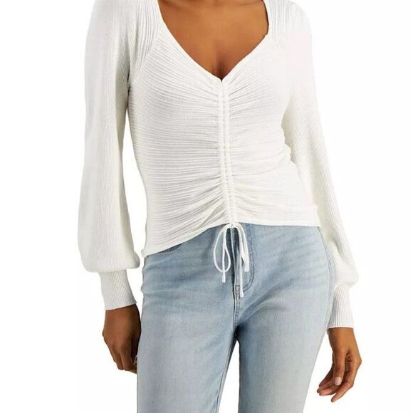 Hooked Up By IOT Juniors' Ruched-Front Sweater - Picture 2 of 2